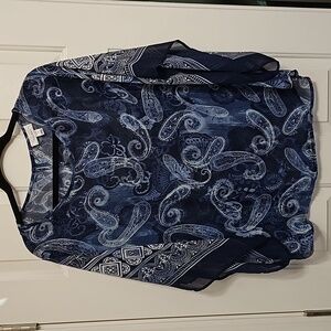 Dress Barn Blouse Gauze Blue 1x Light and Breezy Top Shirt